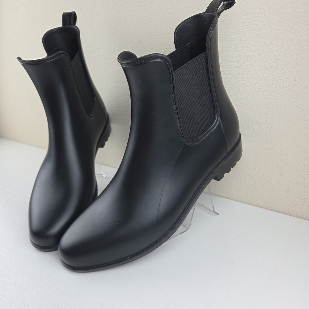 A New Day‎ Women's Chelsea Black Pull On Heel Rain Boots Waterproof Size 10